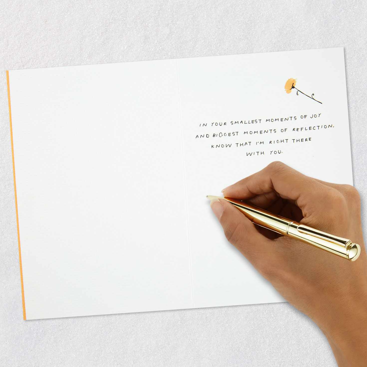 Simple White Blooms on Peach Encouragement Card signing card image number 6