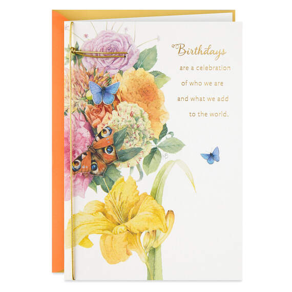 Marjolein Bastin Bouquet With Butterflies Birthday Card, , large image number 1