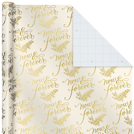 Now and Forever Foil Wedding Wrapping Paper Roll, 15 sq. ft., 