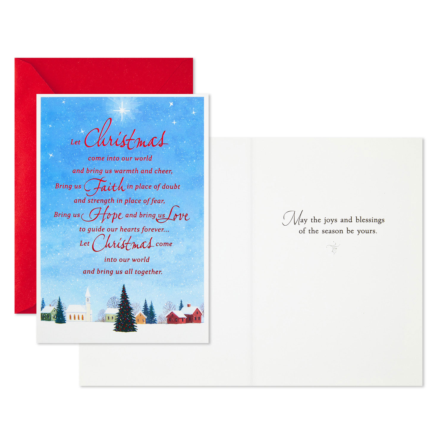 Church in Snow Boxed Christmas Cards Bulk Pack Card Front with Sentiment image number 3