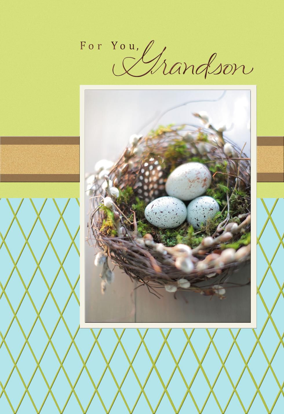 Nest of Robin's Eggs Easter Card for Grandson