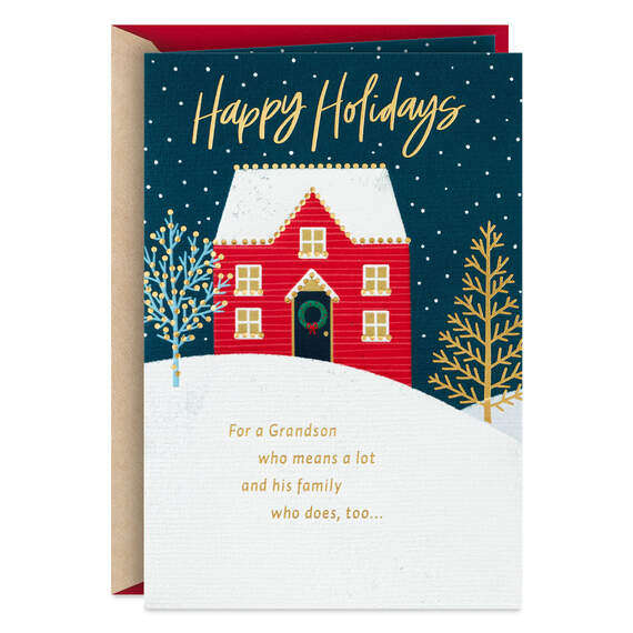 Extra Bright and Fun Holiday Card for Grandson and Family