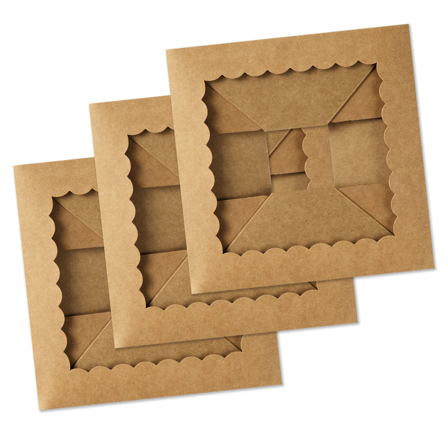 Scalloped Window Kraft Holiday Gift Box front flat image number 5