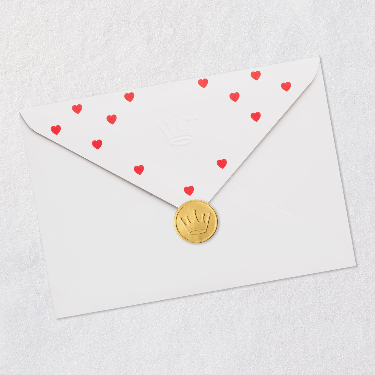 Gold Hearts on Red Romantic Valentine's Day Card Envelope Back with Seal image number 8