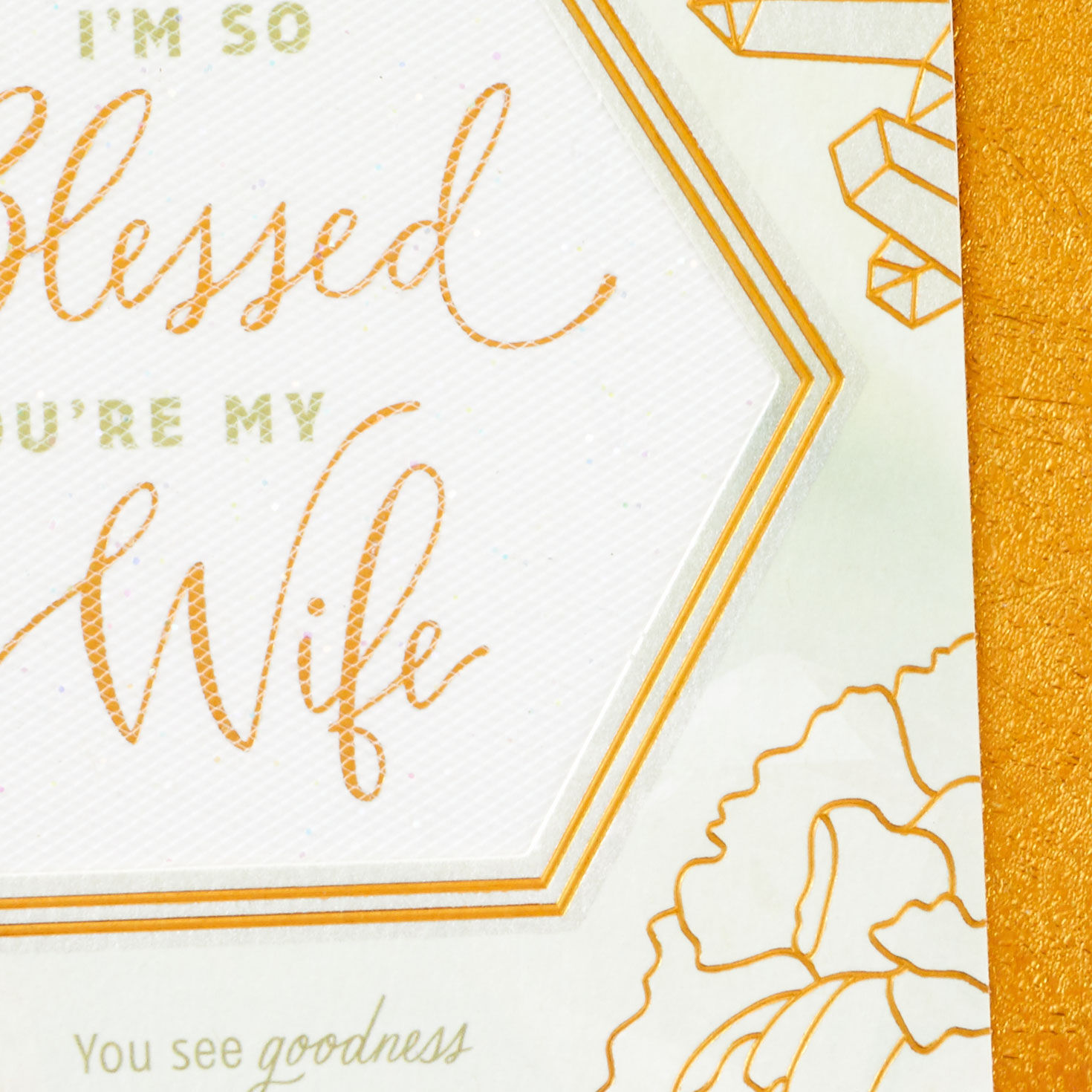 Line Art Floral and Hexagon Birthday Card for Wife Card Front Detail image number 5