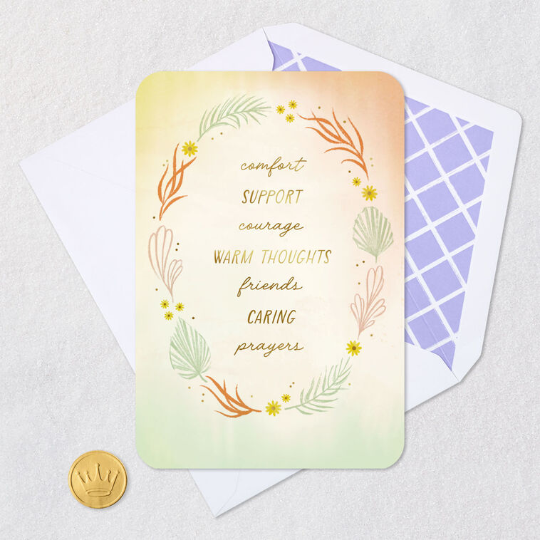 Botanical Wreath Encouragement Card Card Front with Envelope and Gold Seal image number 5