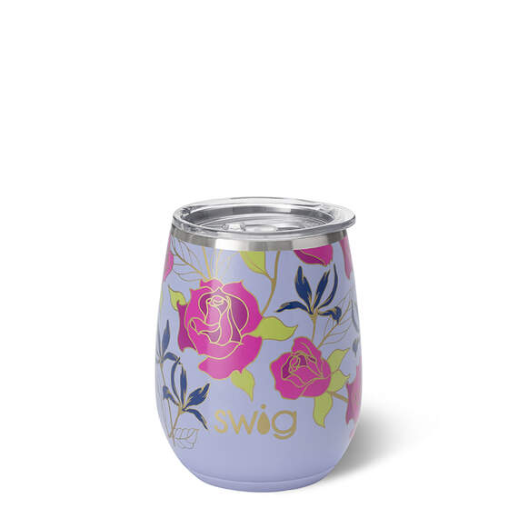 Swig Enchanted Floral Stainless Steel Stemless Wine Glass, 14 oz.