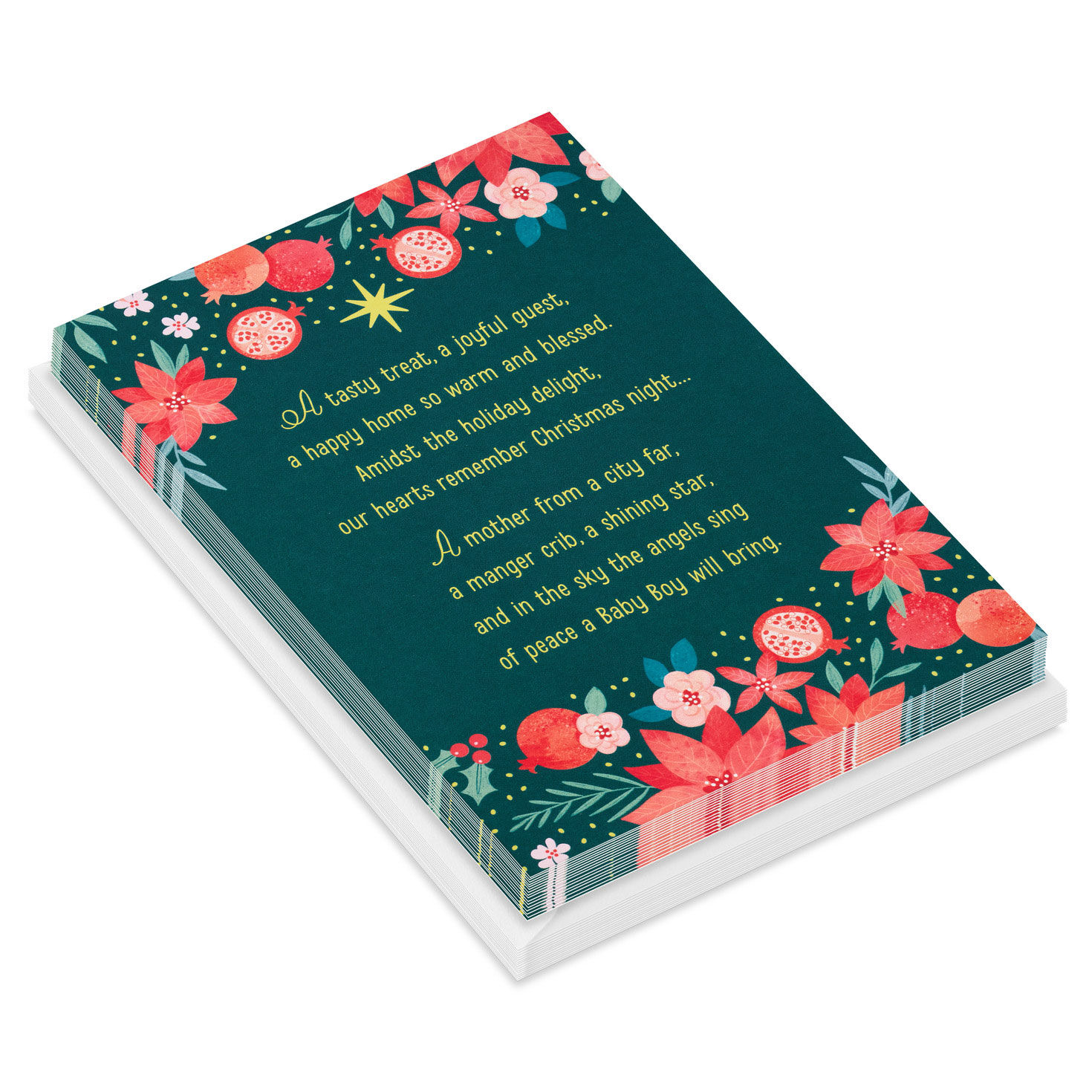 Poinsettias DaySpring Religious Christmas Cards card front stavked image number 2