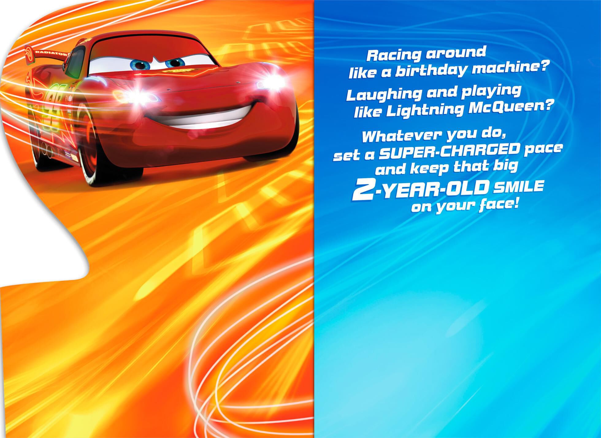 Disney/Pixar Cars Lightning McQueen Musical 2nd Birthday Card
