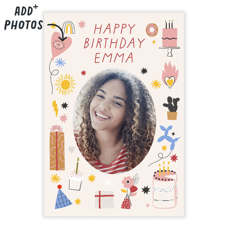 Personalized Cake and Presents Birthday Photo Card  image number 2