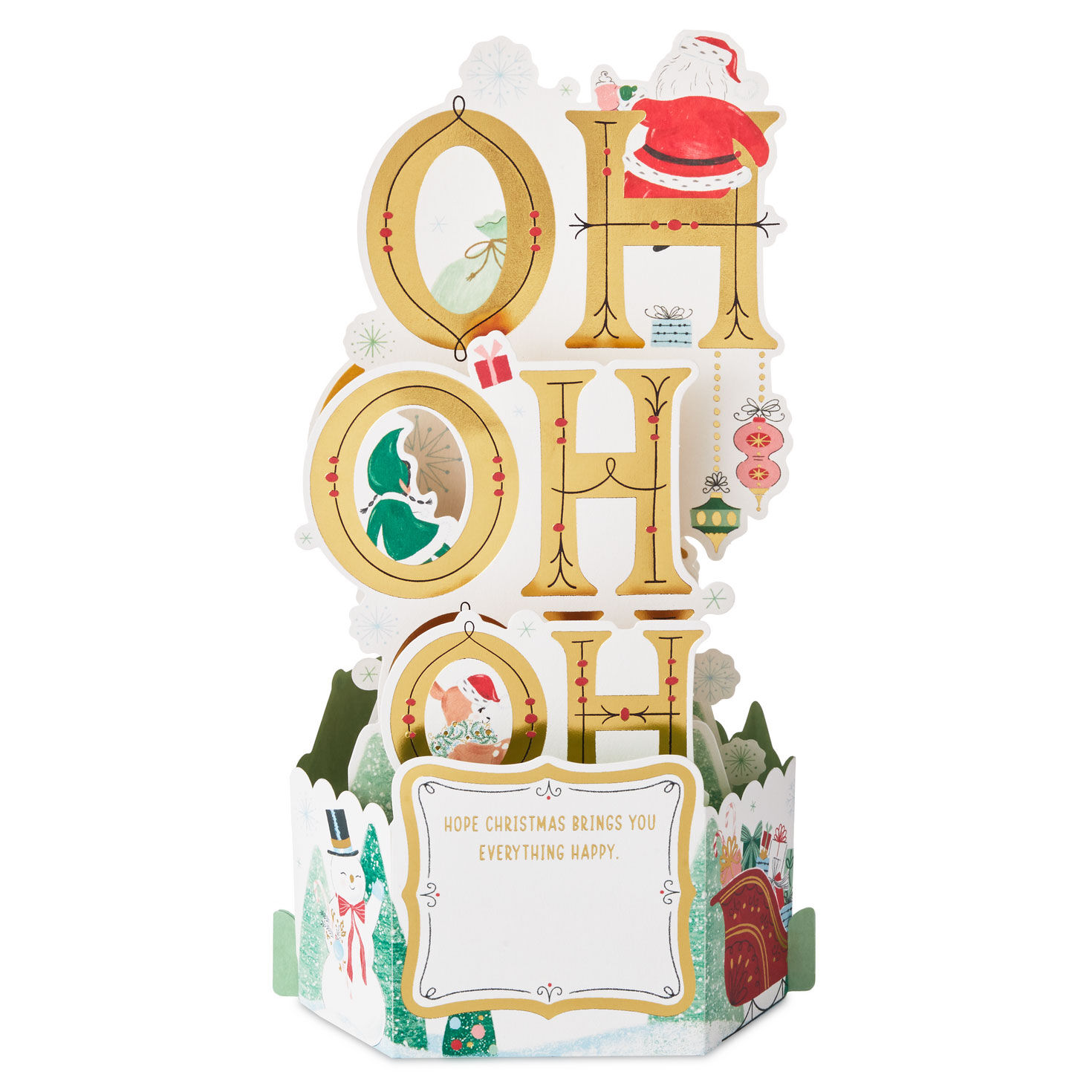 Vintage Ho, Ho, Ho Santa 3D Pop-Up Christmas Card, , large image number 2