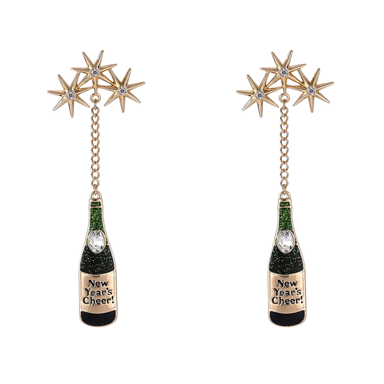 Champagne Bottle Linear Earrings front image number 3