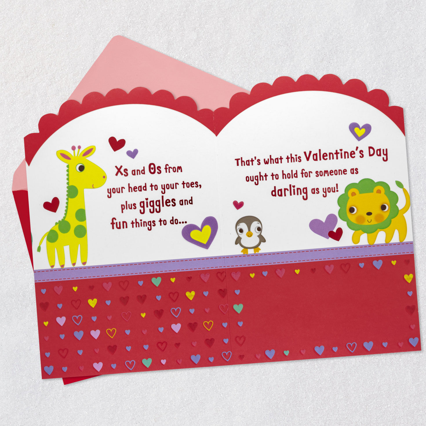 Zoo Animals Baby's First Valentine's Day Card Open card with envelope image number 4