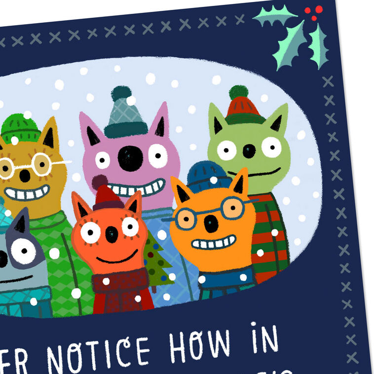 Colorful Cartoon Critter Family Funny Christmas Card Card Front Detail image number 4