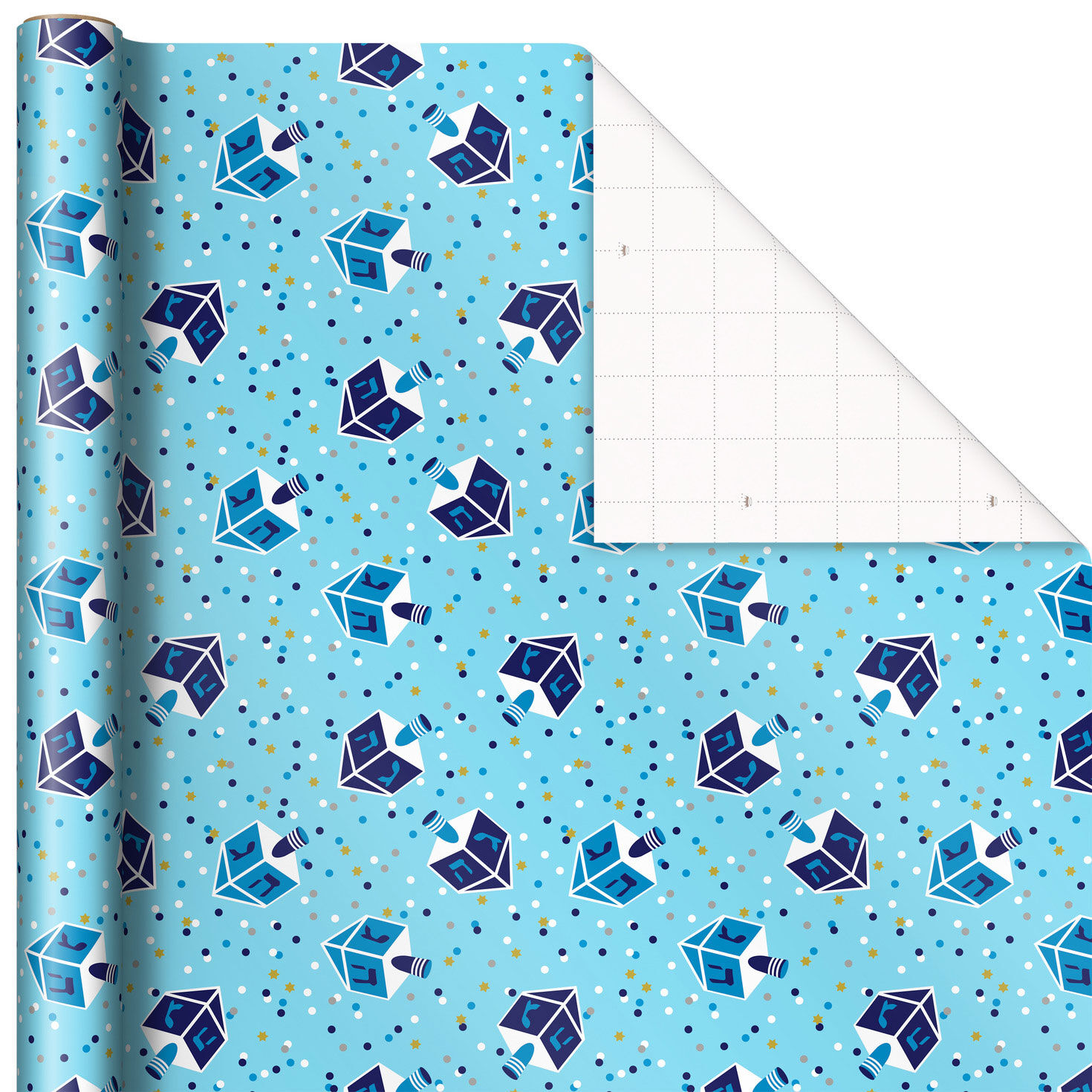 Dreidels and Confetti Hanukkah Wrapping Paper, 45 sq. ft.