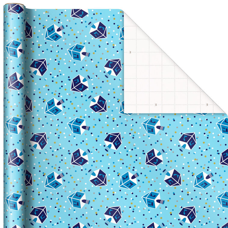 Dreidels and Confetti Hanukkah Wrapping Paper, 45 sq. ft.