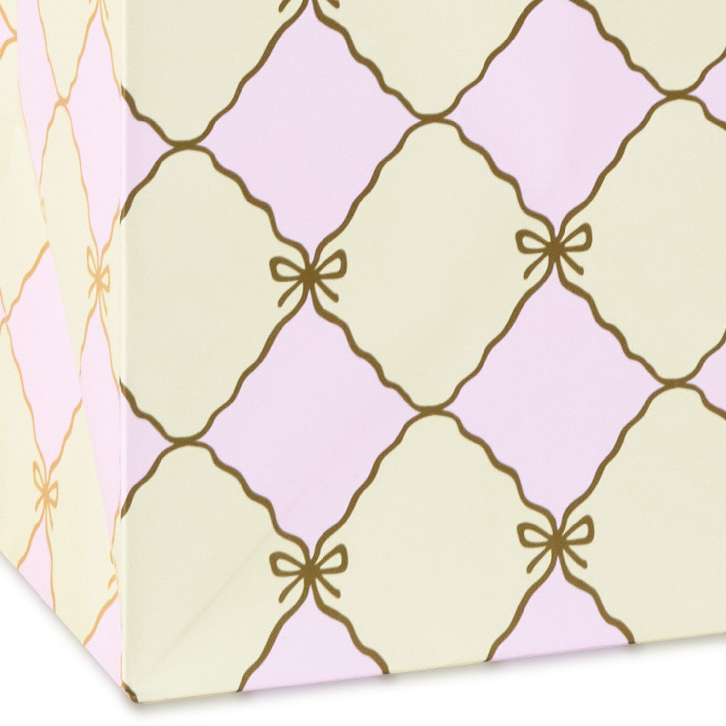 Pink and Cream With Gold Bows Extra-Deep Gift Bag Base/Side Detail image number 5
