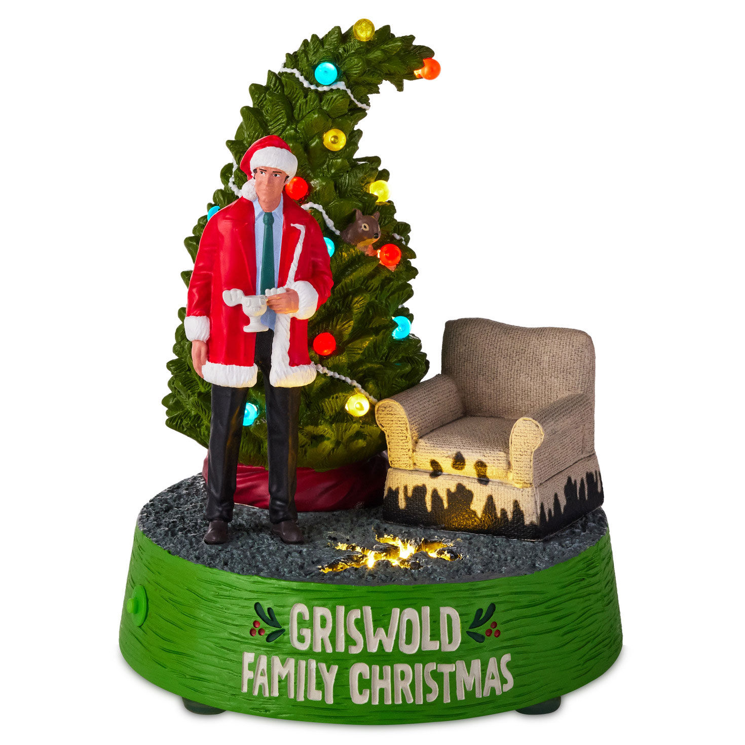 Light-Up Clark Griswold, Tree and Chair Figurine Front glowing image number 3