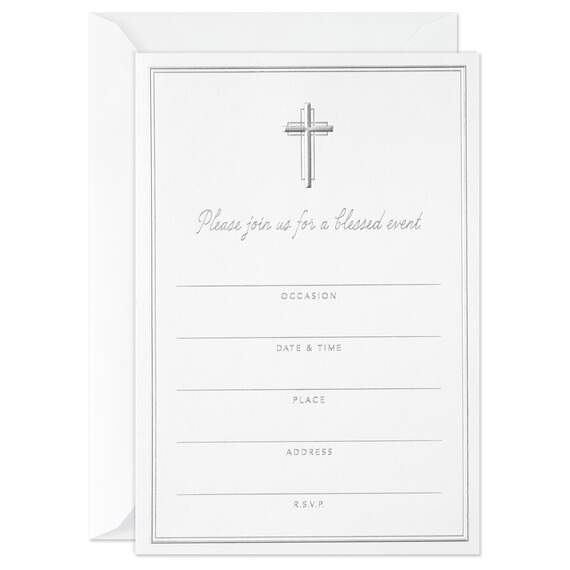 Silver Cross Blessed Event Invitations, Pack of 10, , large image number 2