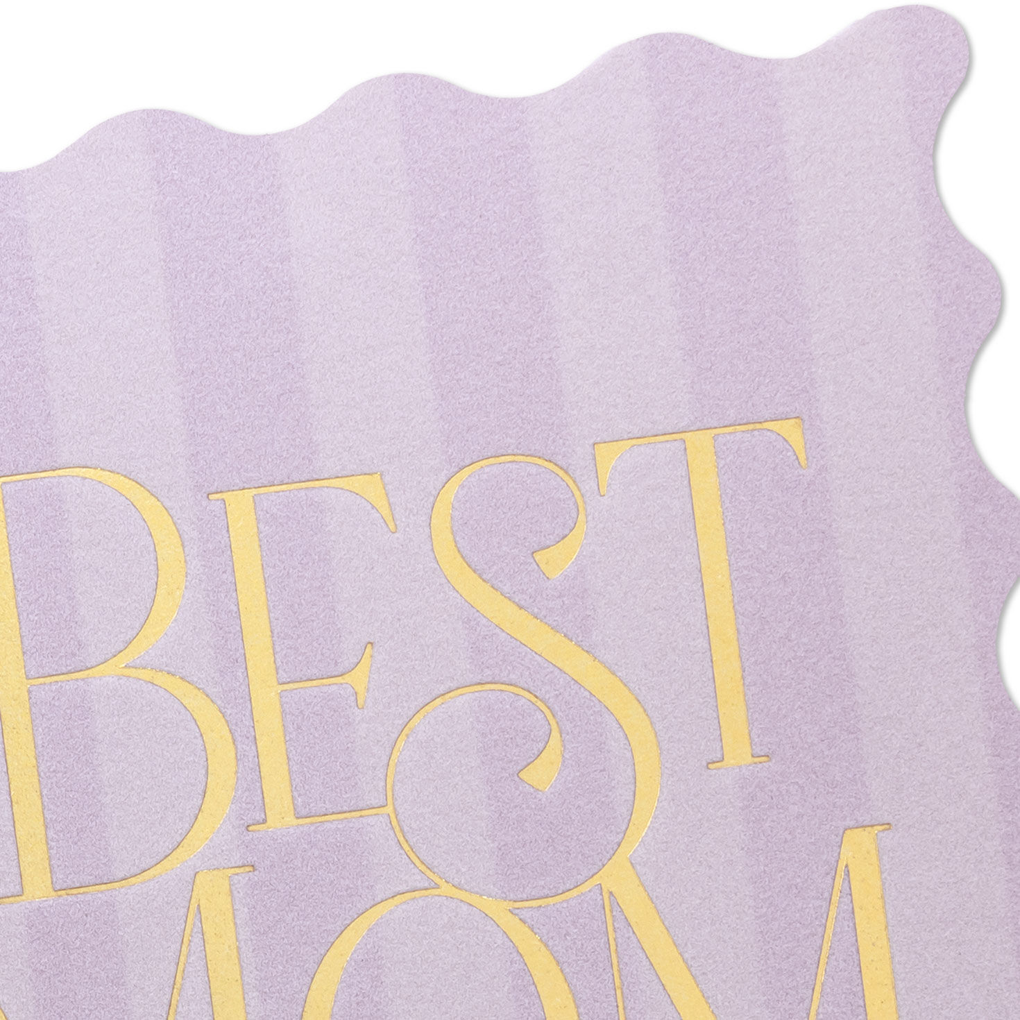 Gold Letters on Purple Stripes Mother's Day Card Card Front Detail image number 4