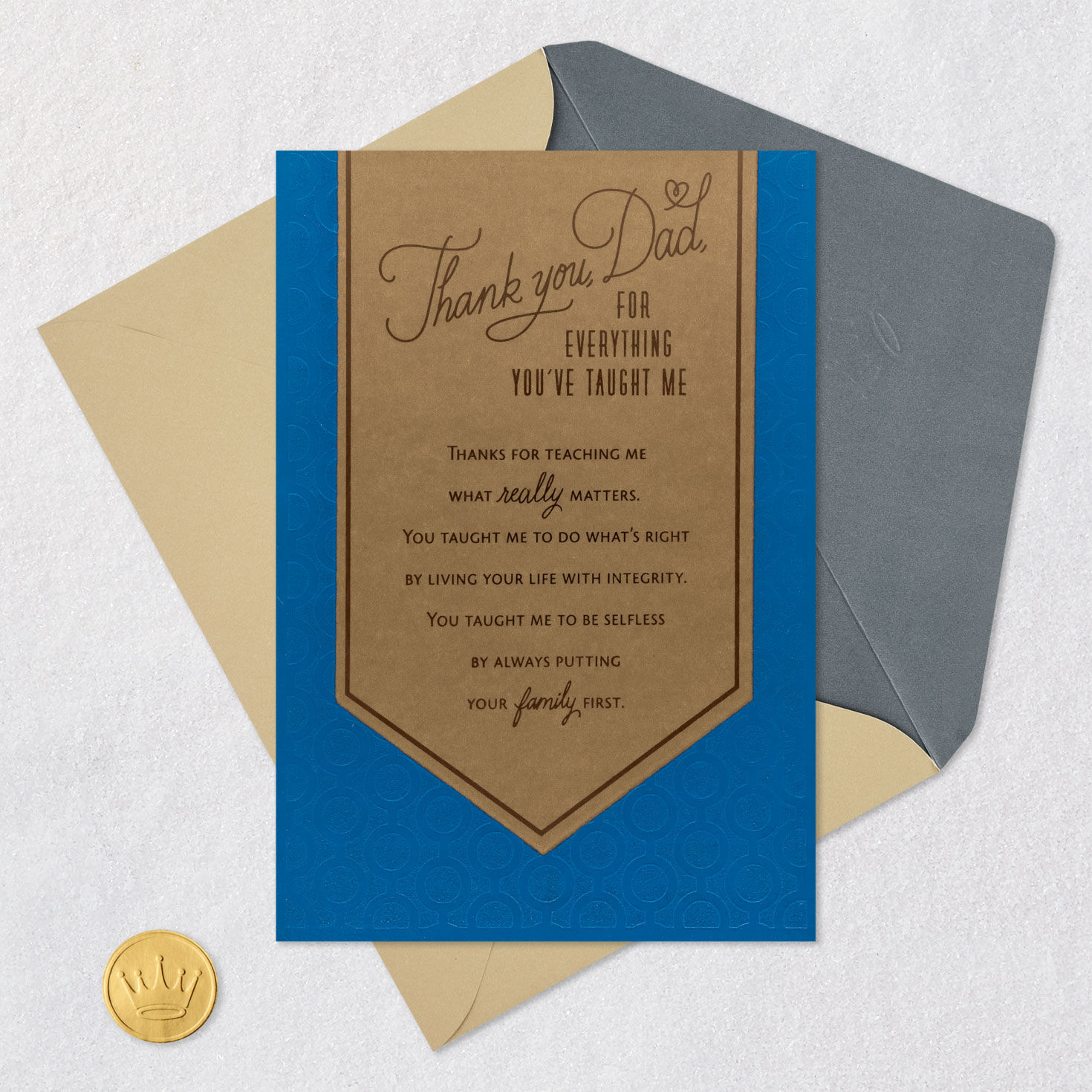 Banner on Blue and Silver Dad Father's Day Card From Daughter Card Front with Envelope and Gold Seal image number 6