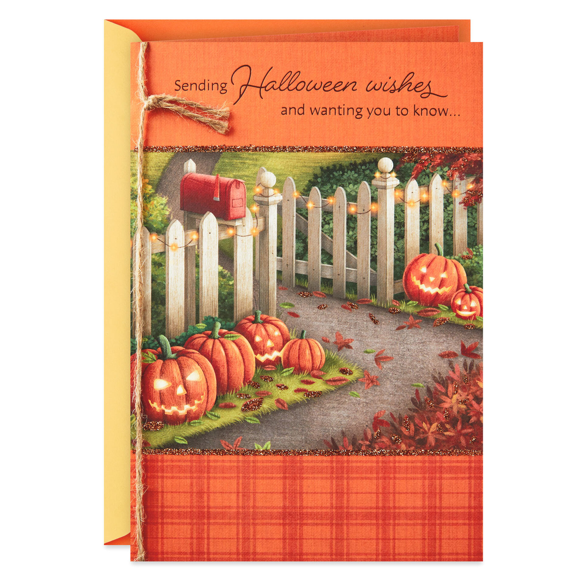 Orange Plaid Thinking of You Halloween Card Greeting Cards Hallmark