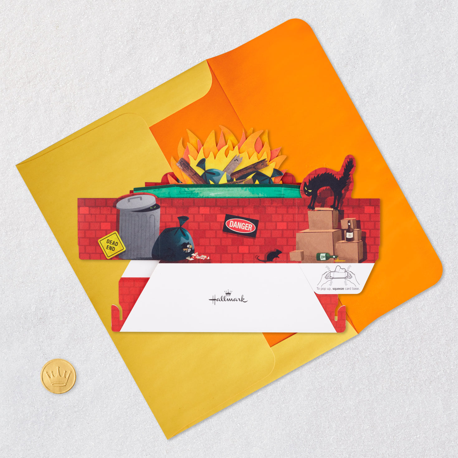 Dumpster Fire Funny Pop-Up Blank Card, , large image number 4