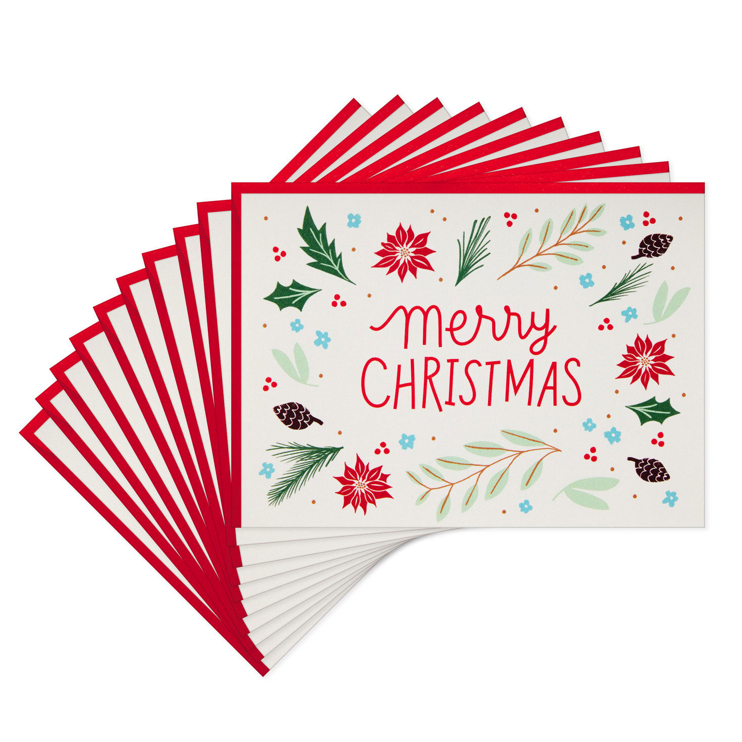 Festive Botanical Merry Christmas Note Cards Pack fronts fanned image number 2