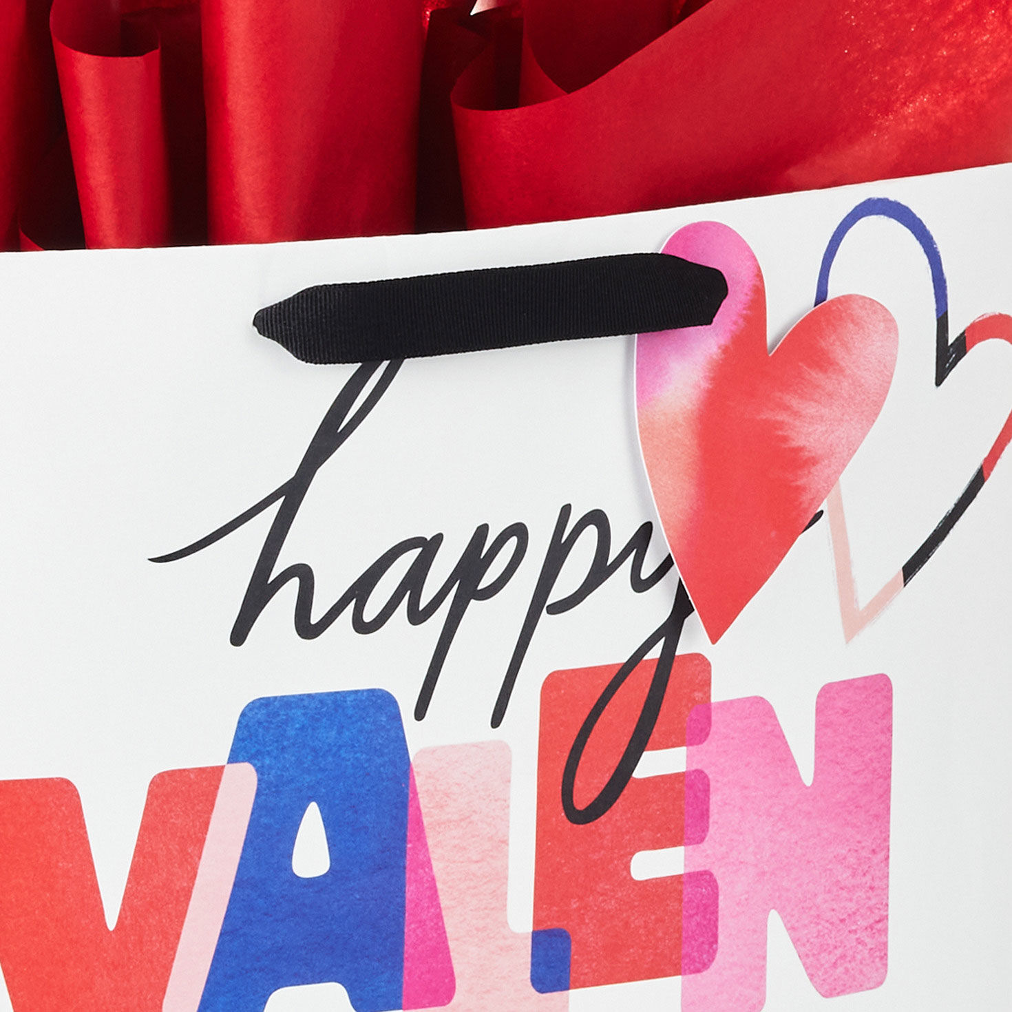 Happy Valentine's Day XL Gift Bag With Tissue closeup view image number 4
