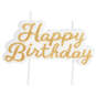 Gold Script Happy Birthday Candle, , large image number 1