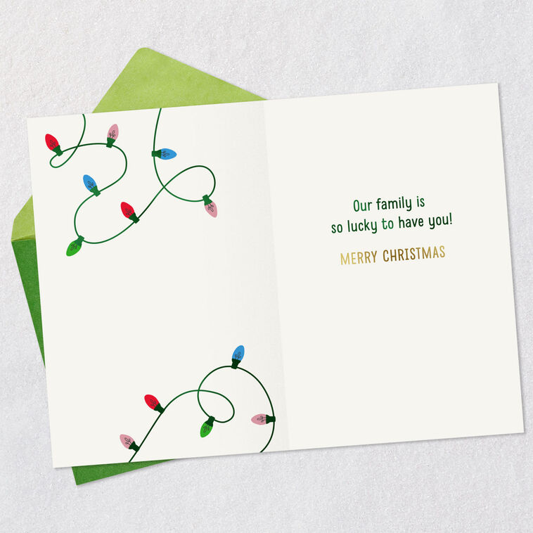 Lights and Gold Lettering Uncle Christmas Card Open card with envelope image number 3