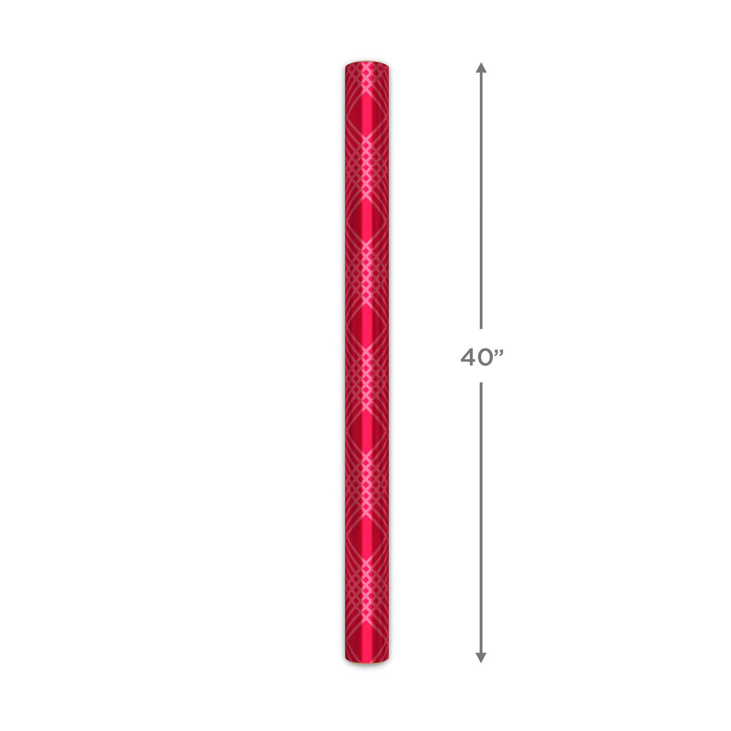 Red Cross-Hatch Metallic Jumbo Christmas Gift Wrap measurement image number 5