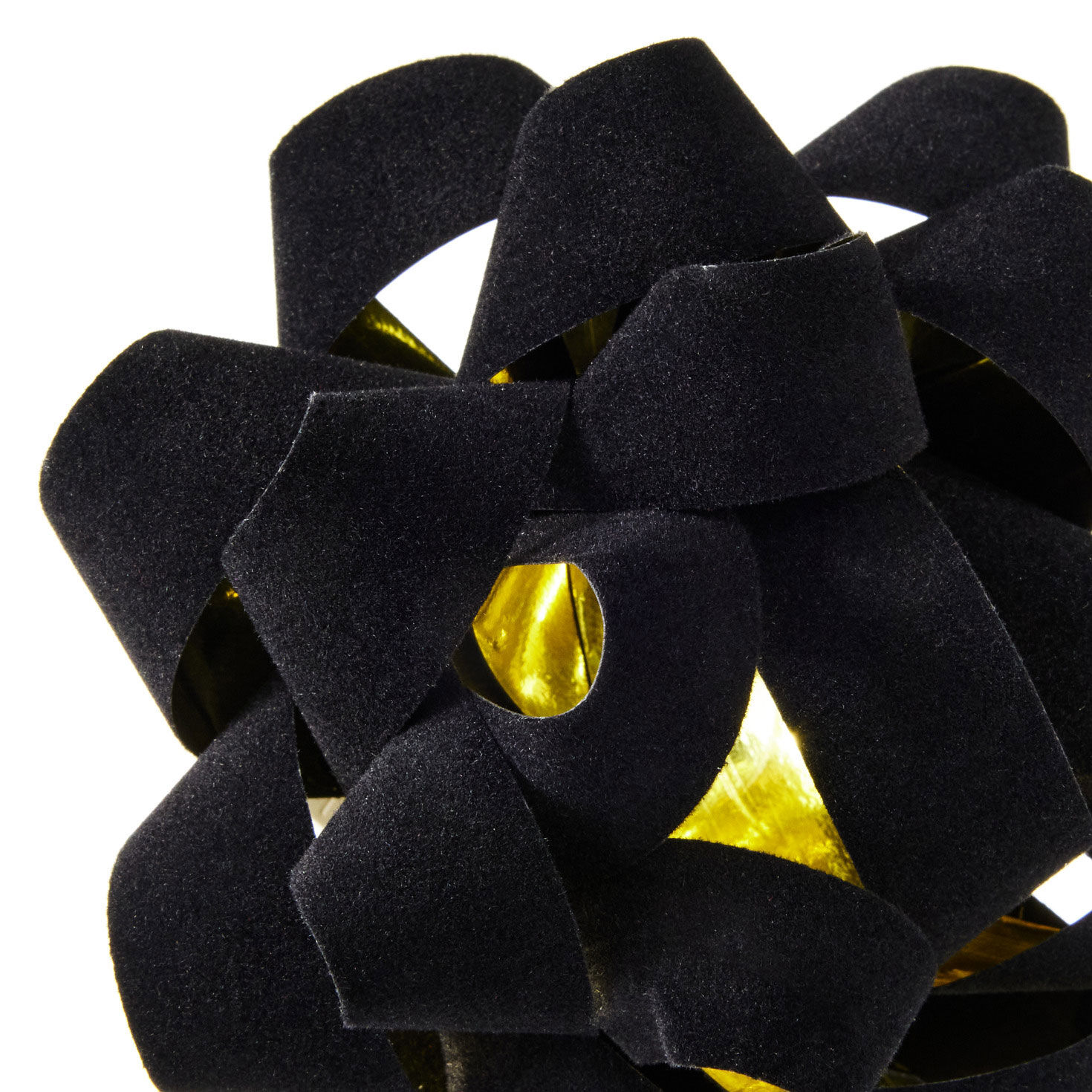 Black Flocked With Gold on Reverse Gift Bow upclose view image number 4