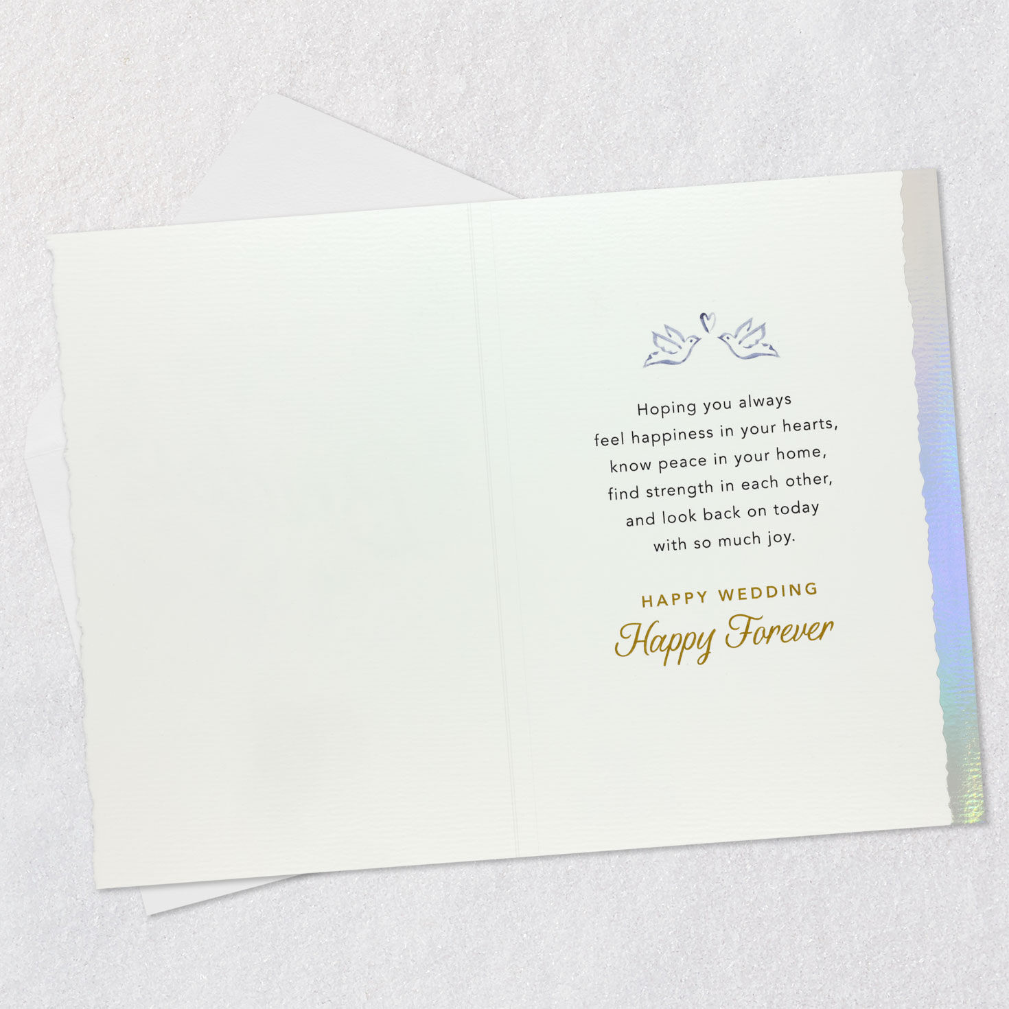Doves and Floral Heart LGBTQ Wedding Card for Two Brides Open card with envelope image number 3