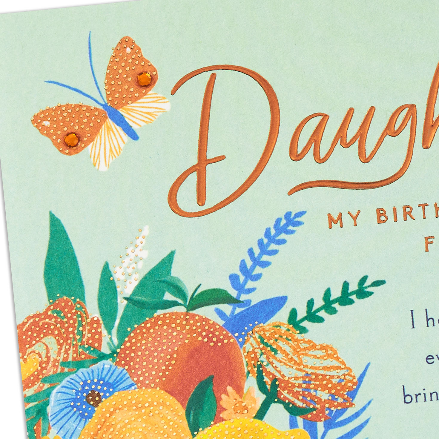 Butterfly and Flowers in Vase Daughter Birthday Card Card Front Detail image number 5