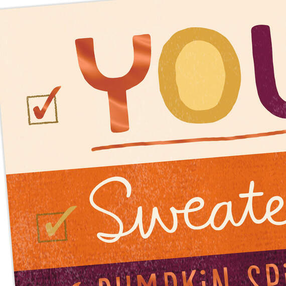 Grateful for You, Sweaters and Pumpkin Spice Thanksgiving Card, , large image number 4