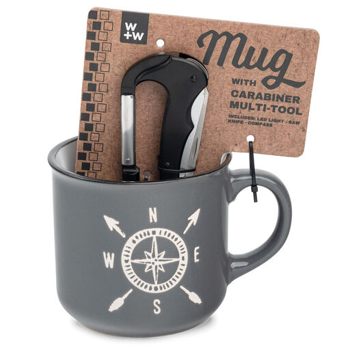 Compass Mug and Carabiner Multitool, Set of 2, 