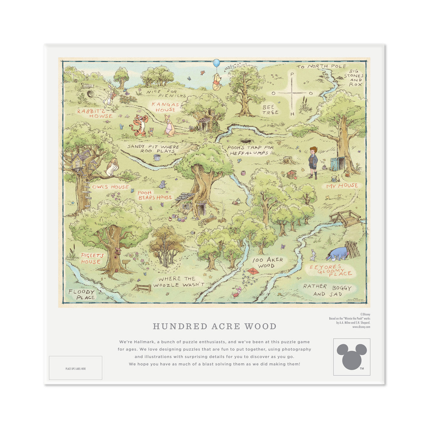 Disney Winnie the Pooh Hundred Acre Wood Map 1000-Piece Puzzle ...