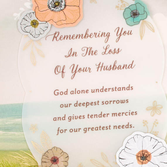 Seashore and Flowers Religious Sympathy Card for Loss of Husband, , large image number 4