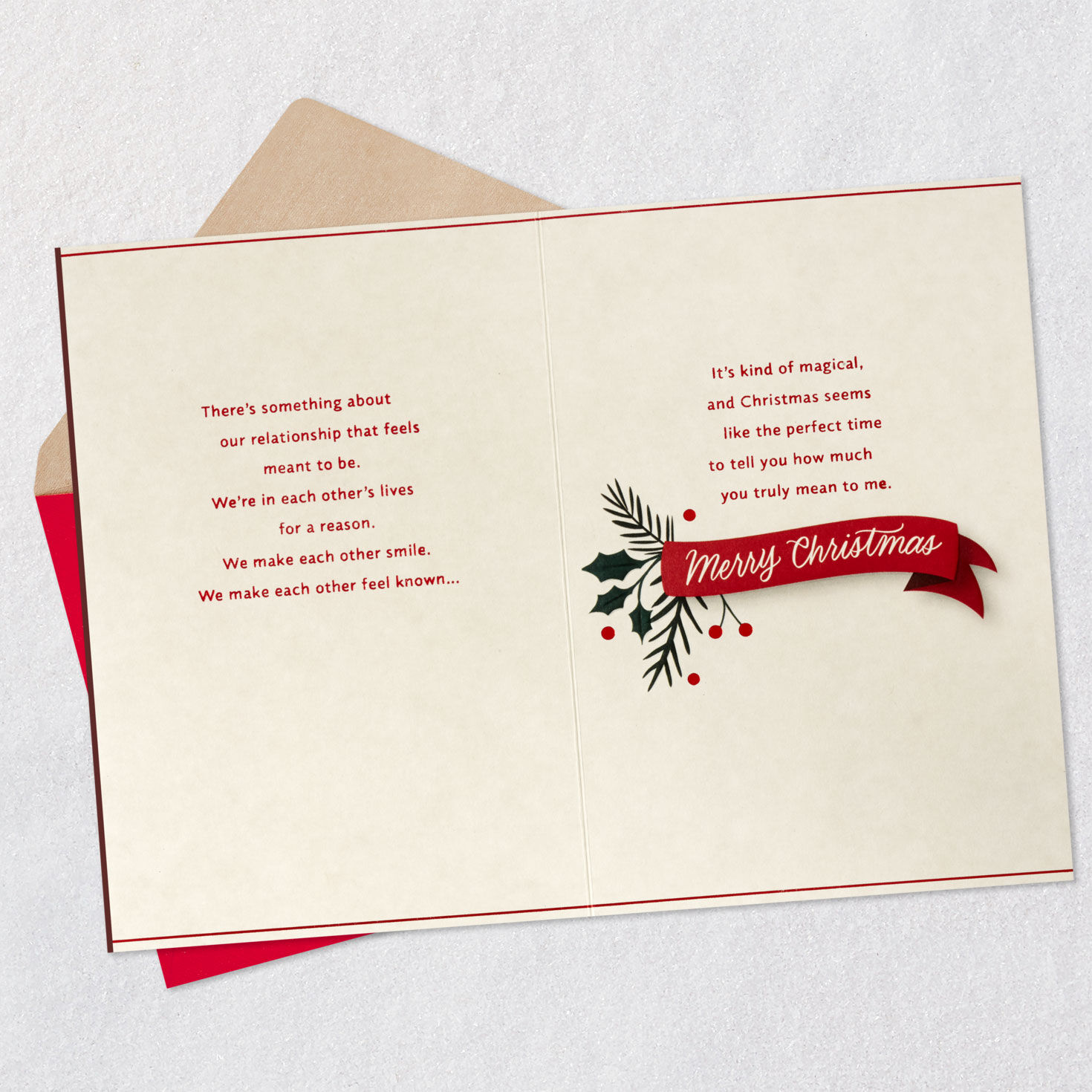 Elegant Holly Berries Husband Christmas Card Open card with envelope image number 4