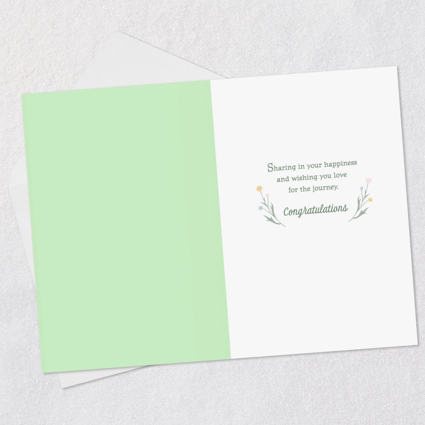 Gold Carriage Mint Green New Baby Congrats Card Open card with envelope image number 3
