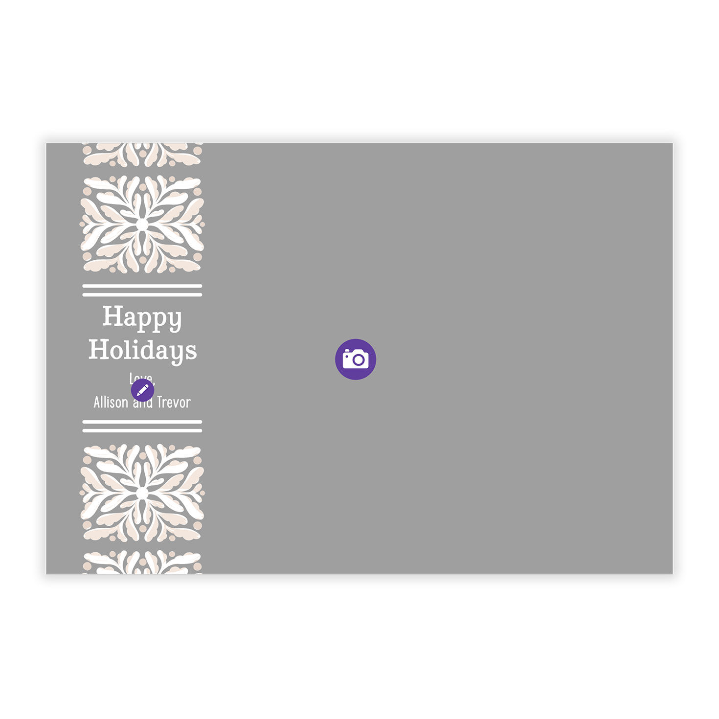 Stamped Border Personalized Holiday Photo Card Card Front indicating personalization image number 5