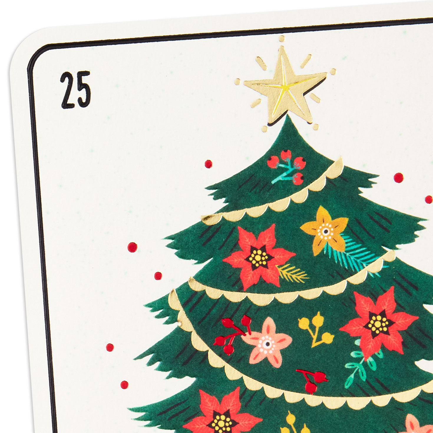 Festive Tree With Flowers Christmas Card in Spanish Card Front Detail image number 4