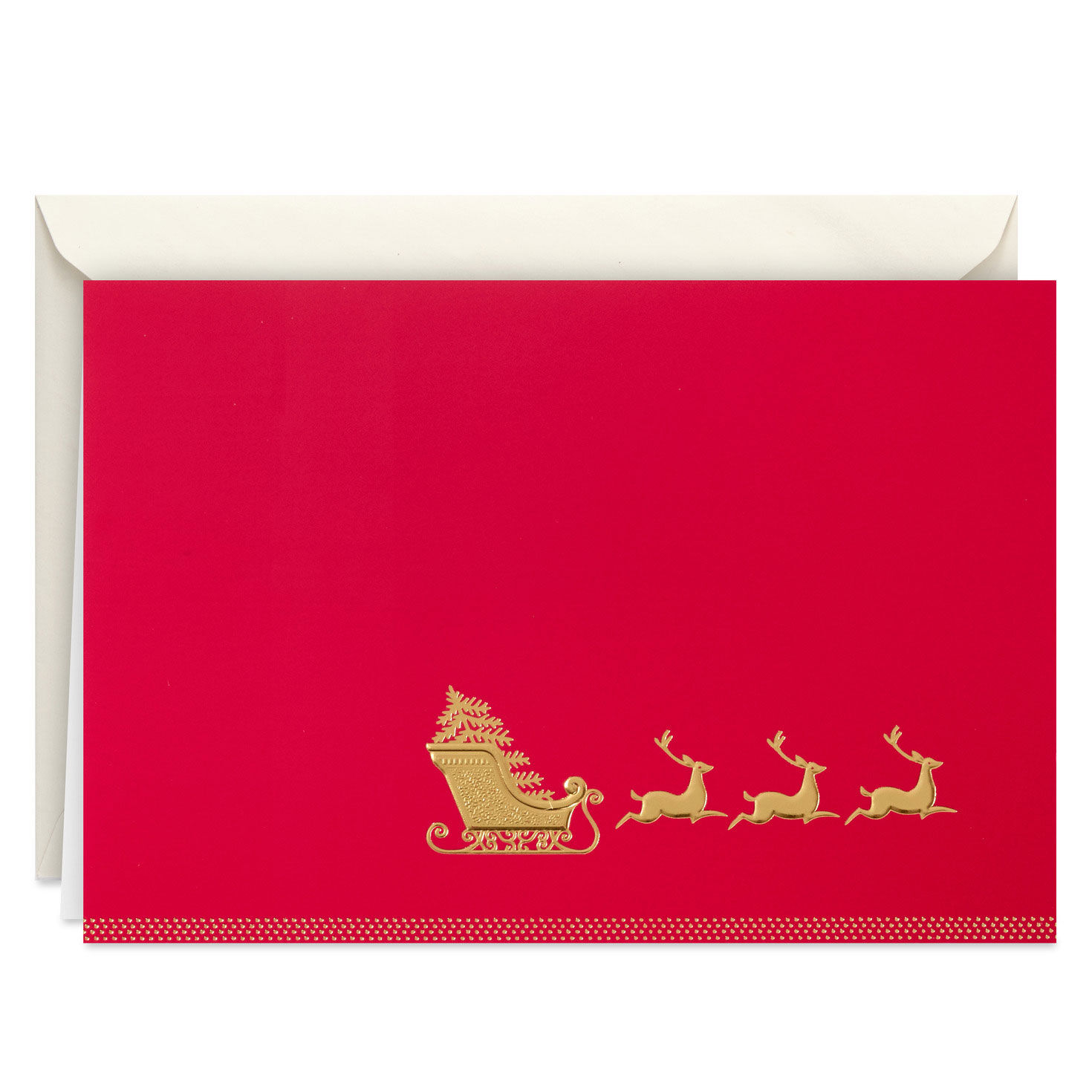 Elegant Sleigh on Red Boxed Christmas Cards, Pack of 16, , large image number 2