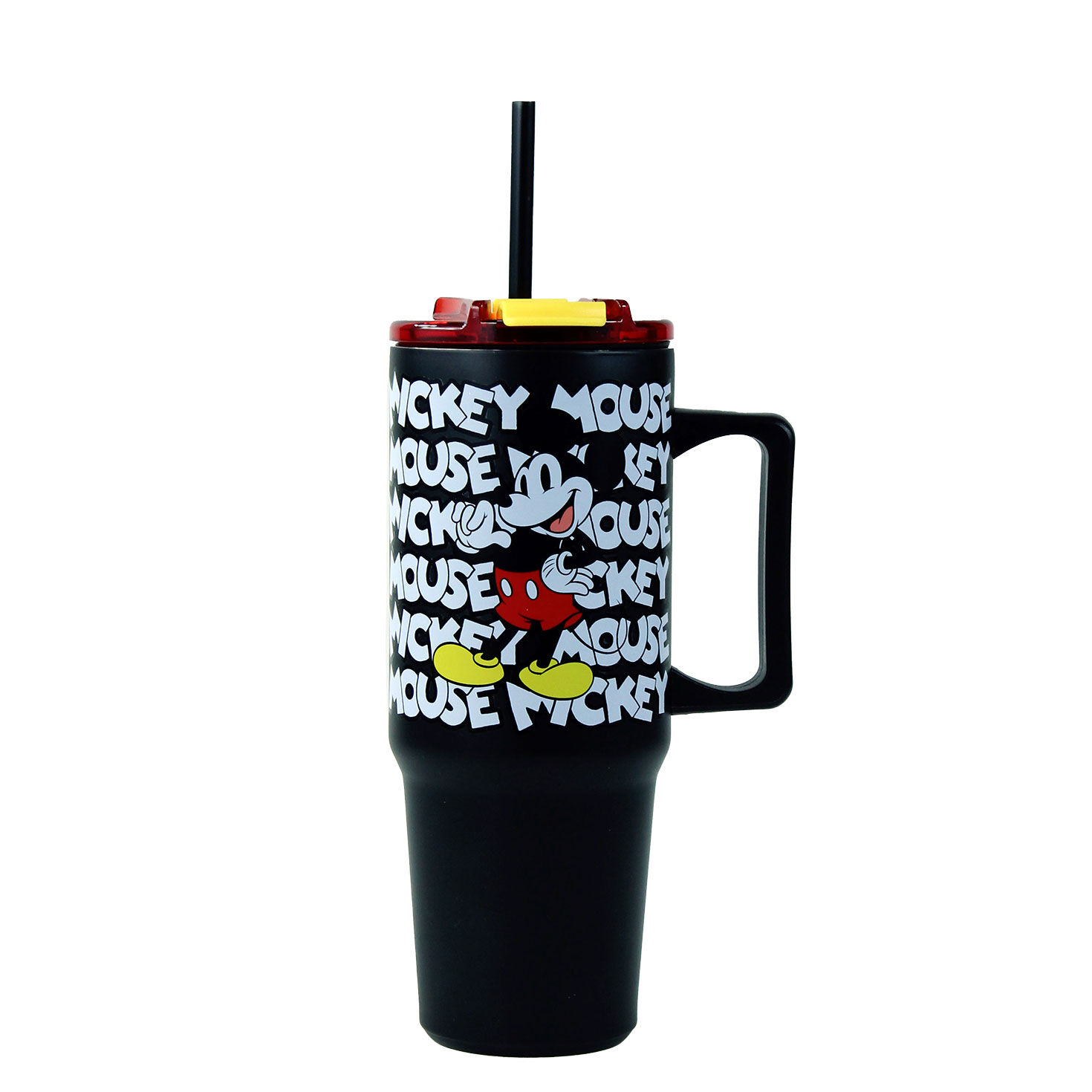 Mickey Mouse Stainless Steel Cup With Lid and Straw  image number 1