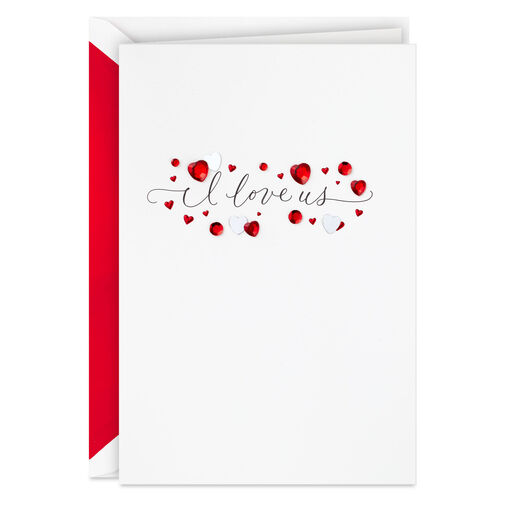 I Love Us Sparkly Hearts Valentine's Day Card, 