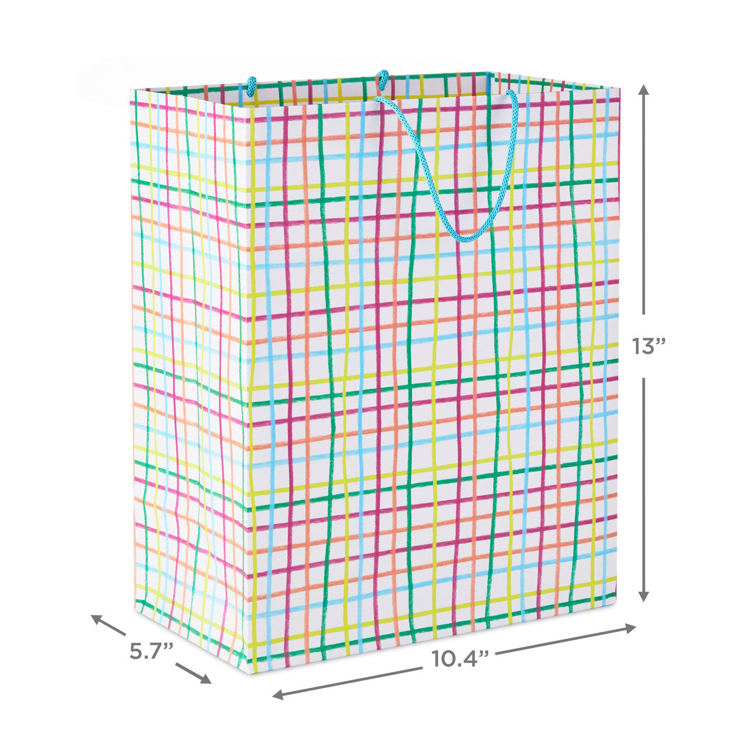 Multicolor Windowpane Large Gift Bag measurement image number 3