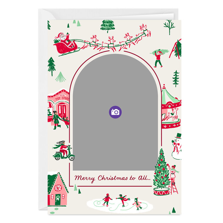 Vintage-Style Drawings Personalized Christmas Card Card Front indicating personalization image number 3
