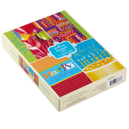 Colorful Celebrations Assorted Birthday Cards, Box of 12, 