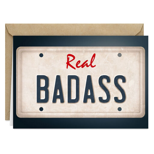 Real Badass Personalized License Plate Funny Card, 